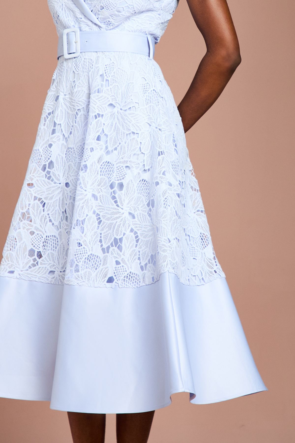 Coast Coast Women's Lace Sleeveless Satin Contrast Midi Shirt Dress in Cornflower Blue - 4