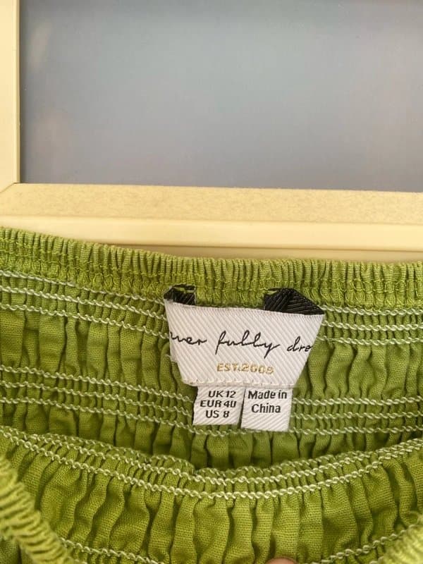 Never Fully Dressed Never Fully Dressed Lime Green Chartreuse Ruched Midi Dress UK 10