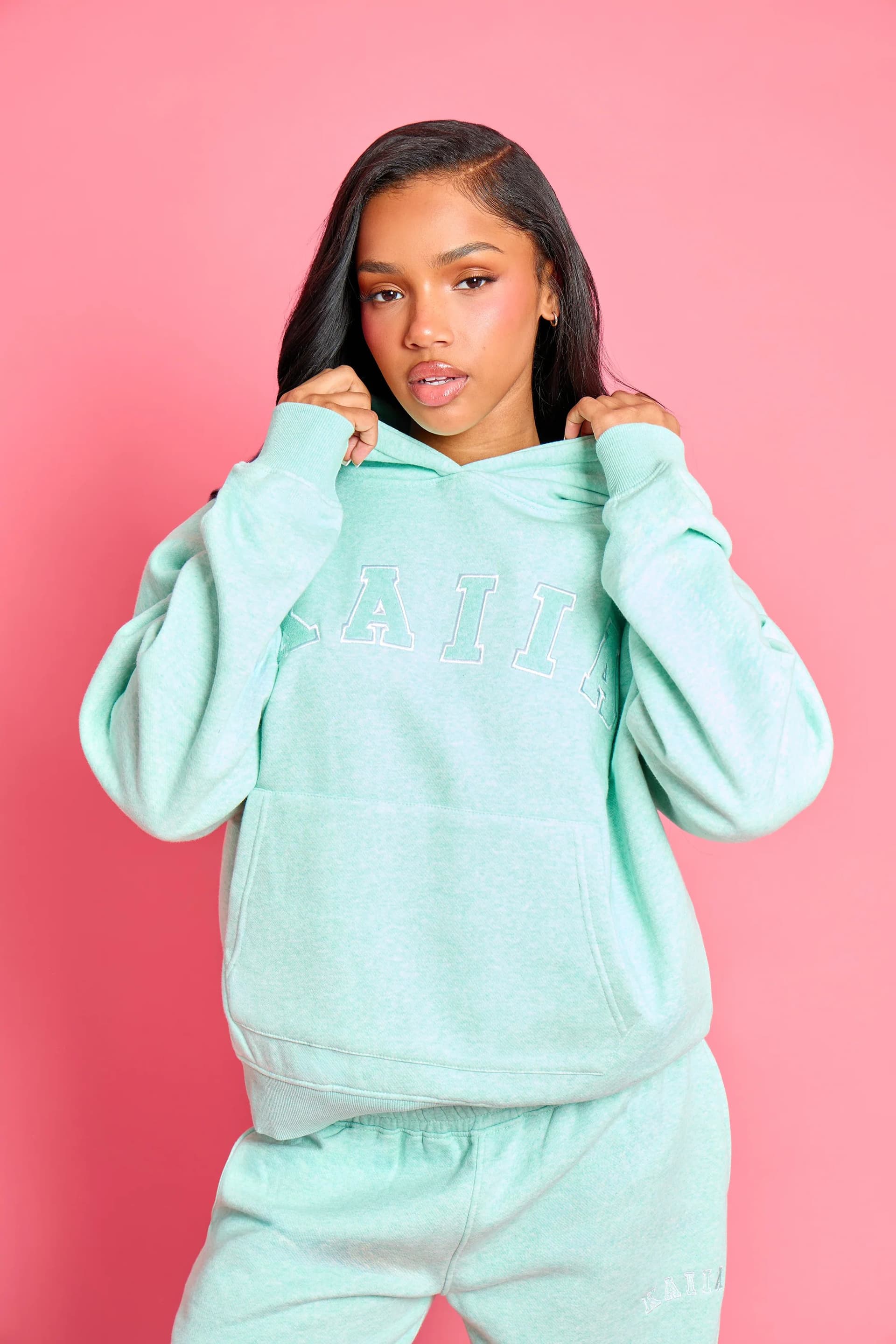 Kaiia Kaiia Mint Green Marl Oversized Hoodie
