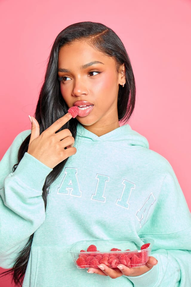 Kaiia Kaiia Slogan Oversized Hoodie Mint Green Marl - 2
