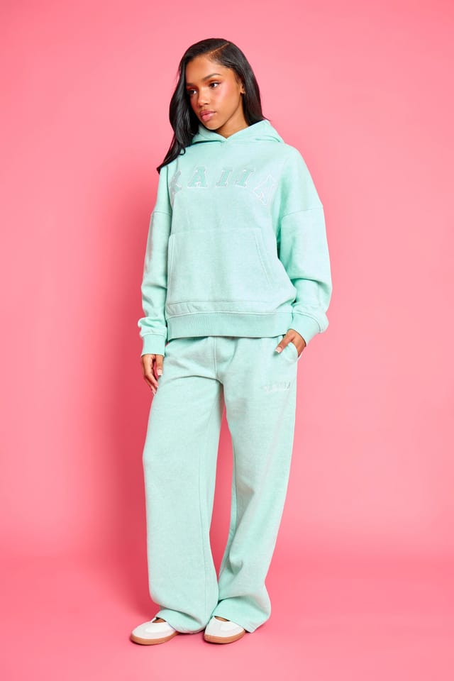 Kaiia Kaiia Slogan Oversized Hoodie Mint Green Marl - 3