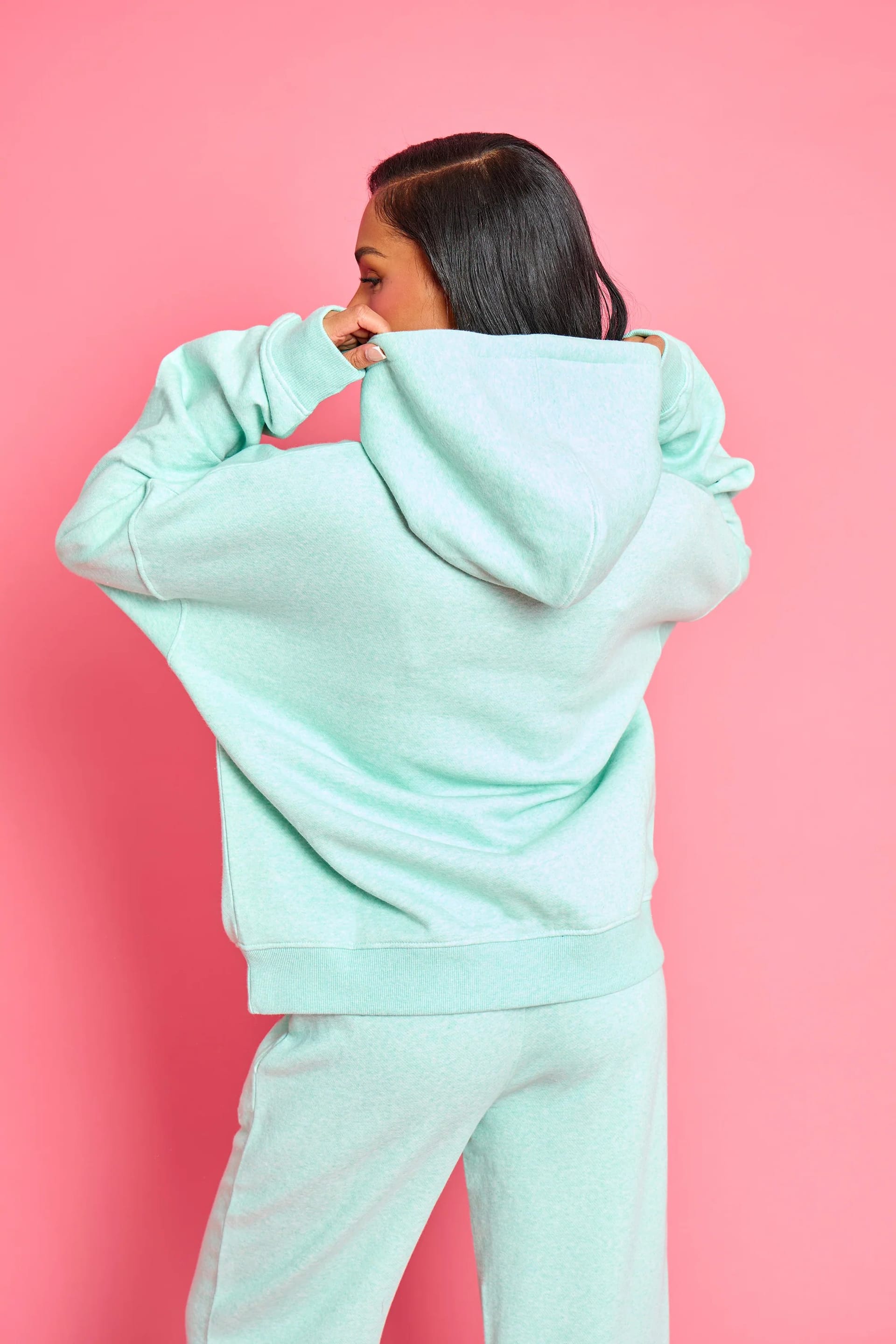 Kaiia Kaiia Slogan Oversized Hoodie Mint Green Marl - 4