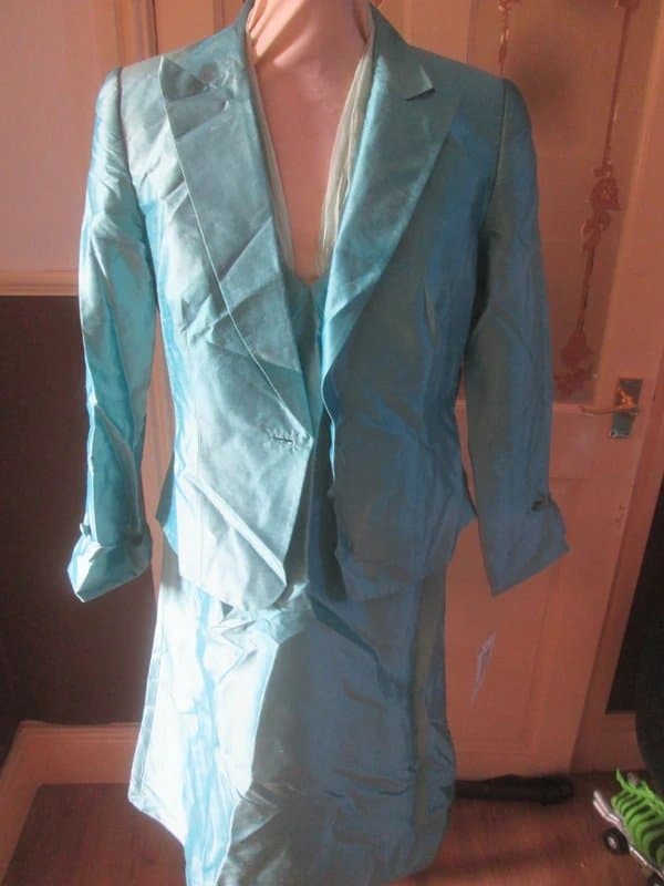 John Charles John Charles size 14 12 ? Ocean Turquoise Silk Occasion Dress and Jacket set Brand new with tags