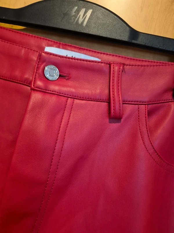 Never Fully Dressed Red Vegan Leather Trousers - 1