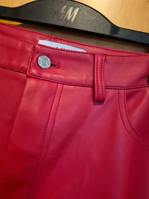 Never Fully Dressed Red Vegan Leather Trousers
