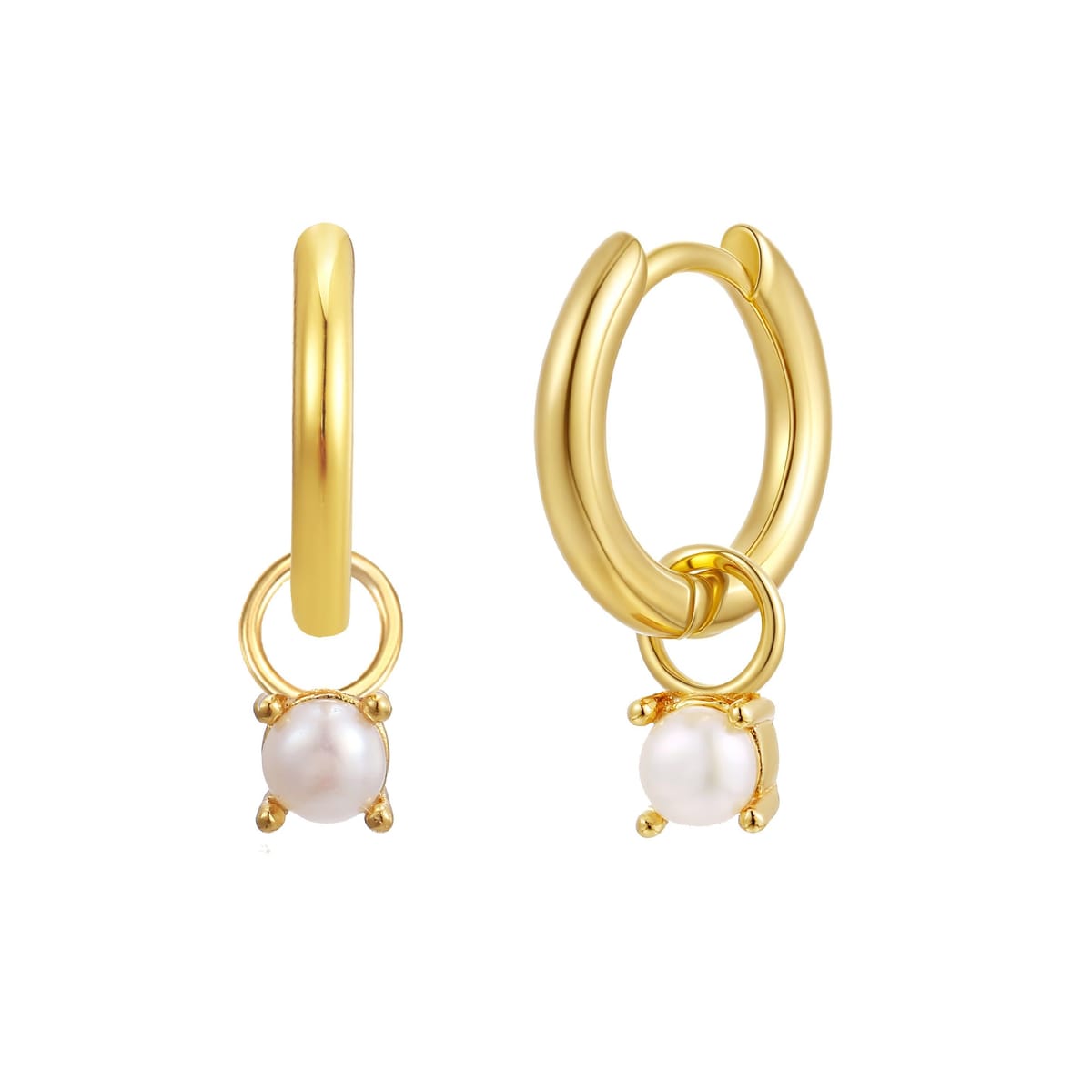 Gold Trip Gold Trip Women's June Huggie Hoop Birthstone Charm Earrings in Gold - 1