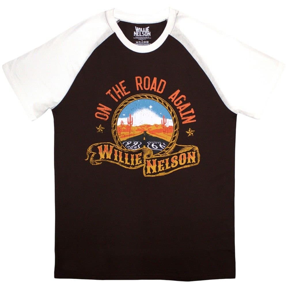 Willie Nelson Willie Nelson Men's Route 66 Raglan T-Shirt in Dark Brown