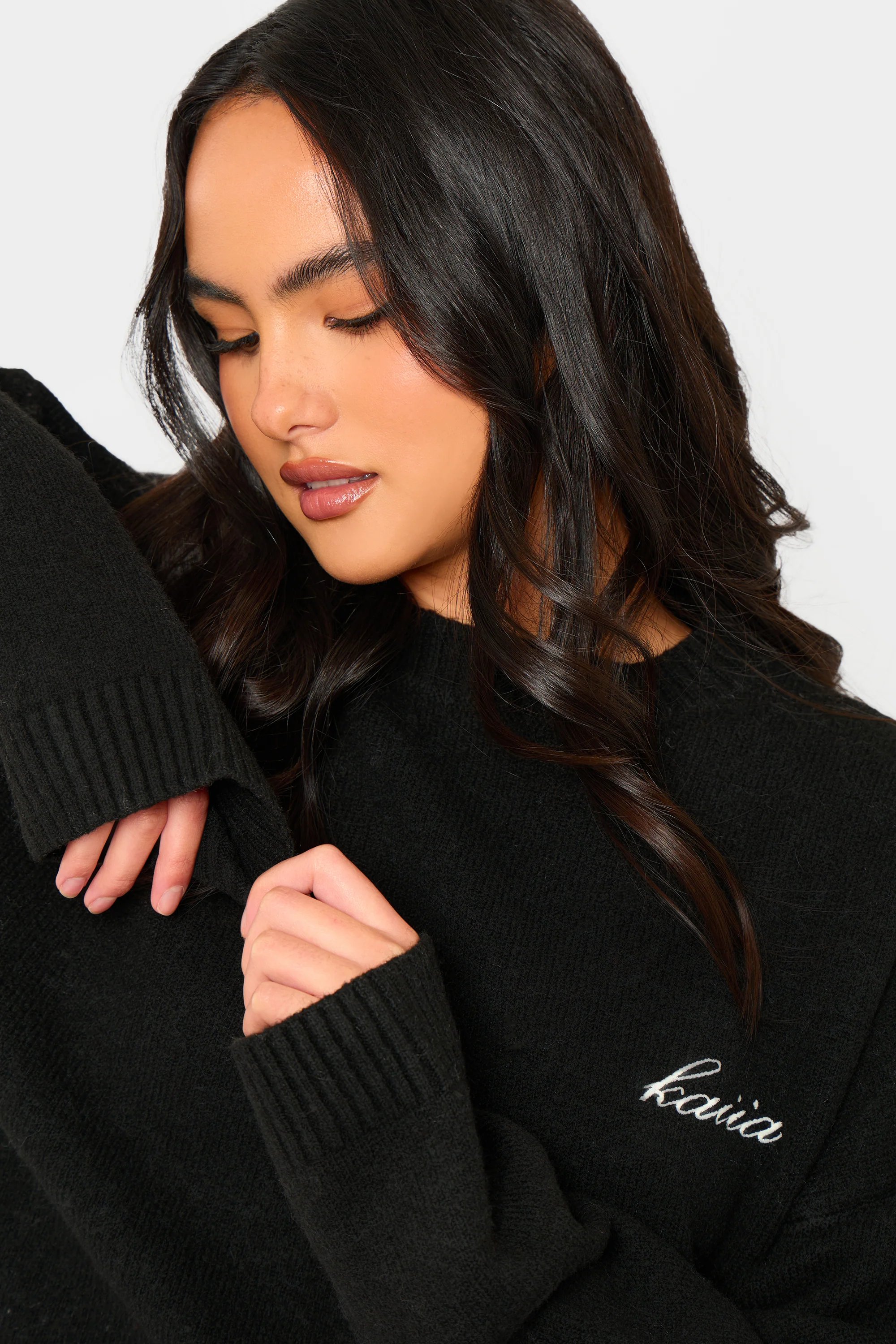 Kaiia Kaiia Knit Oversized Sweatshirt Black - 2