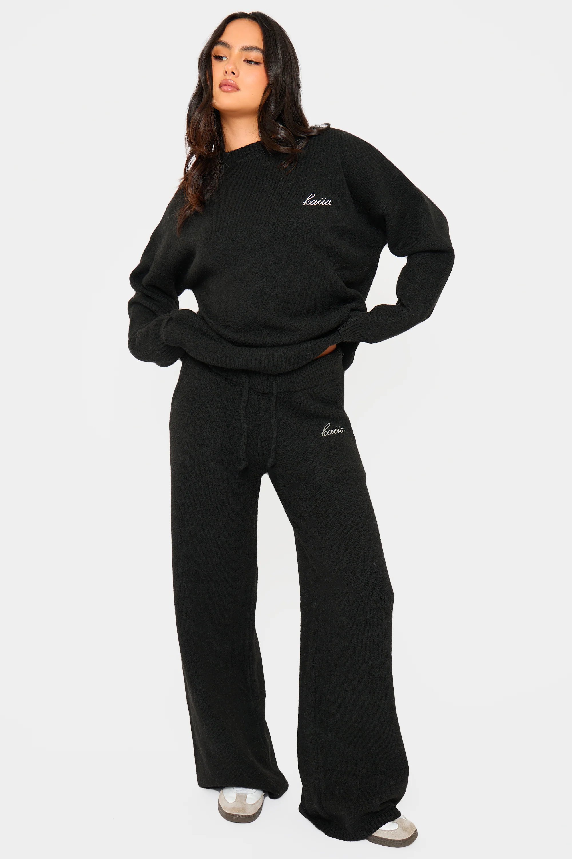 Kaiia Kaiia Knit Oversized Sweatshirt Black - 3