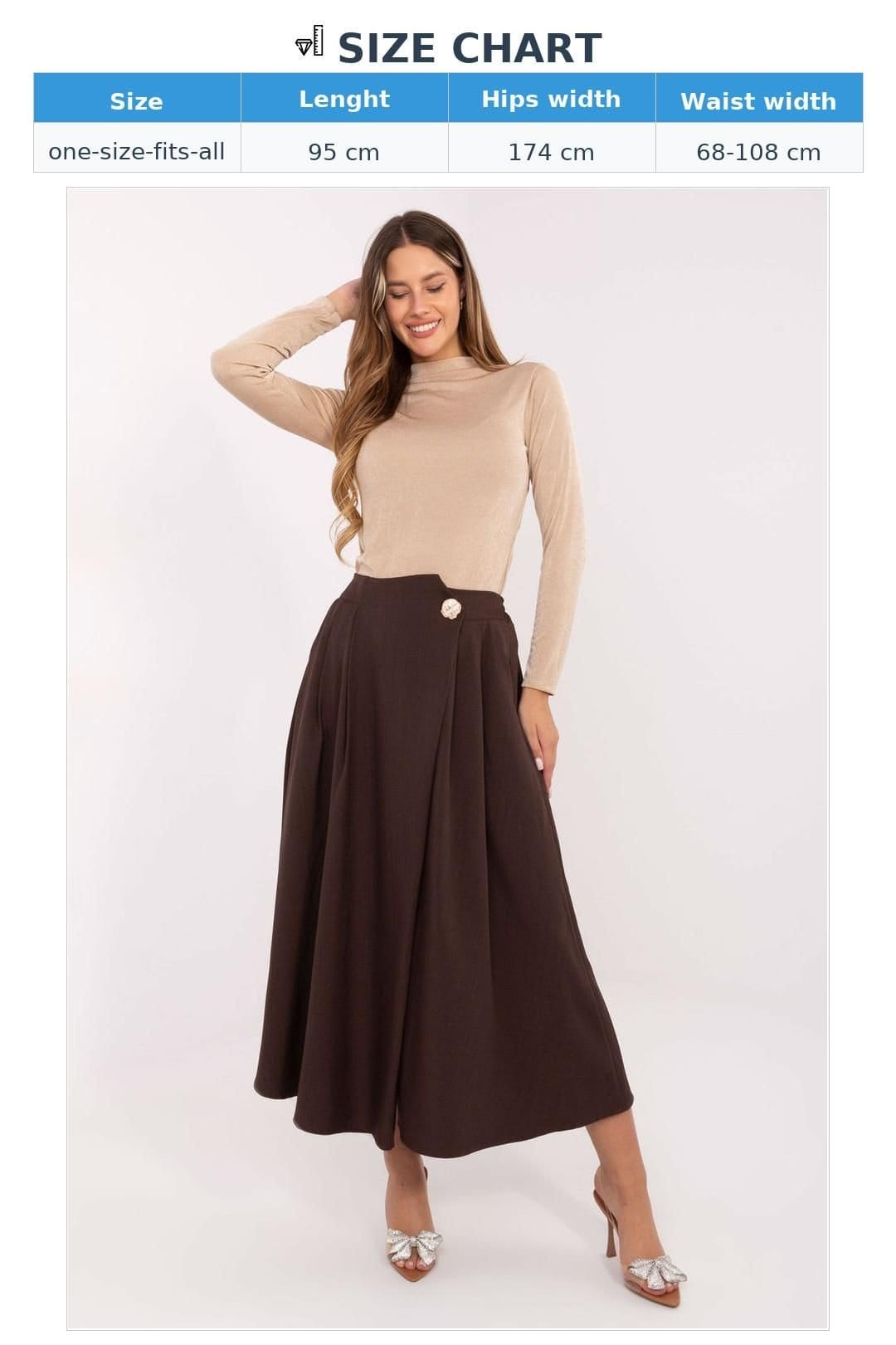 Love Lace Love Lace Women's Elegant Pleated Midi Skirt with Pockets in Brown - 4