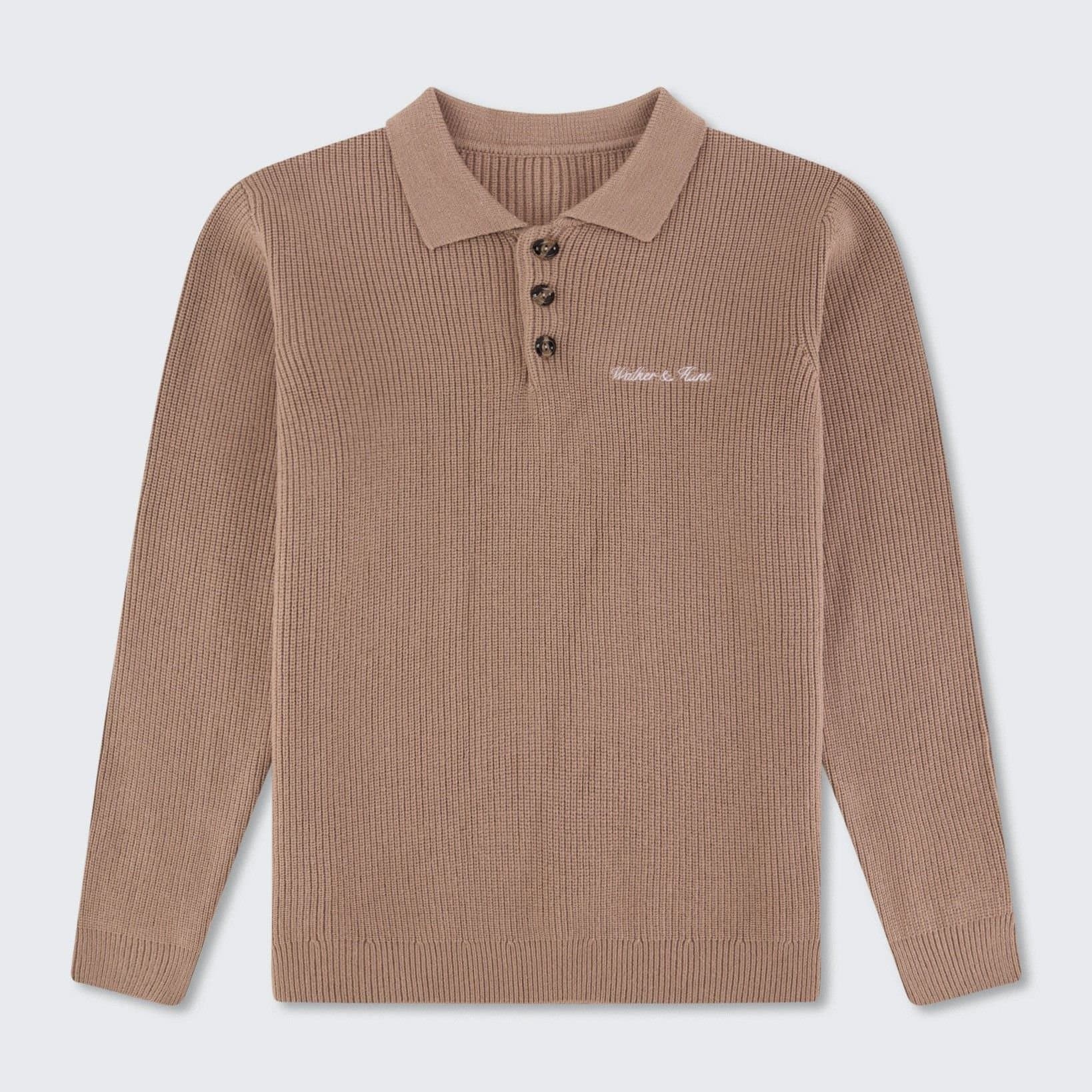 Walker & Hunt Walker & Hunt Tan Heavyweight Knit Polo Shirt