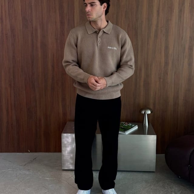 Walker & Hunt Walker & Hunt Men's Oversized Lando Knit in Tan - 3