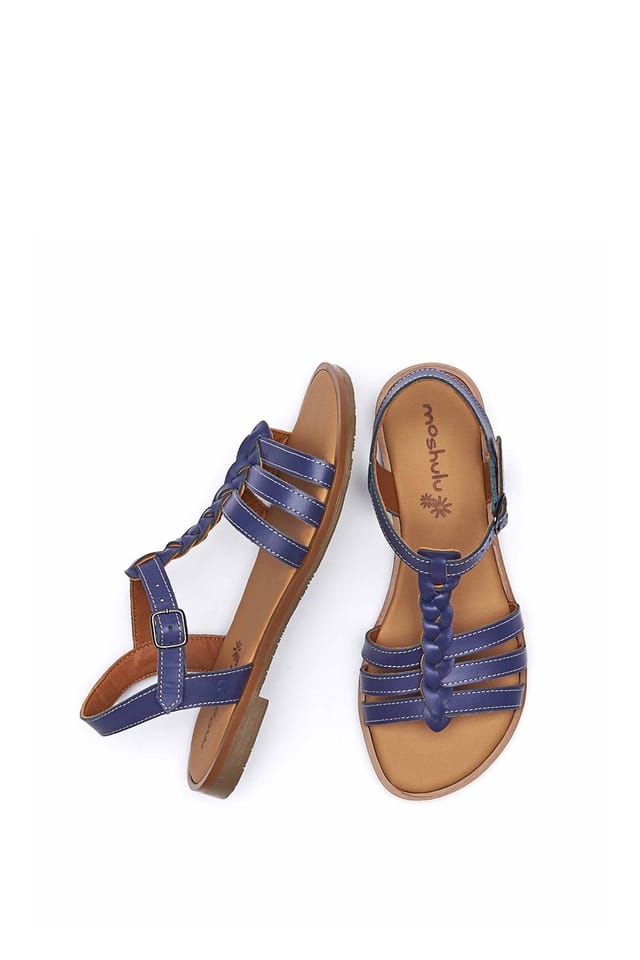 Moshulu Moshulu Women's 'Wasabi' Strappy Leather T-bar Sandals in Purple - 2