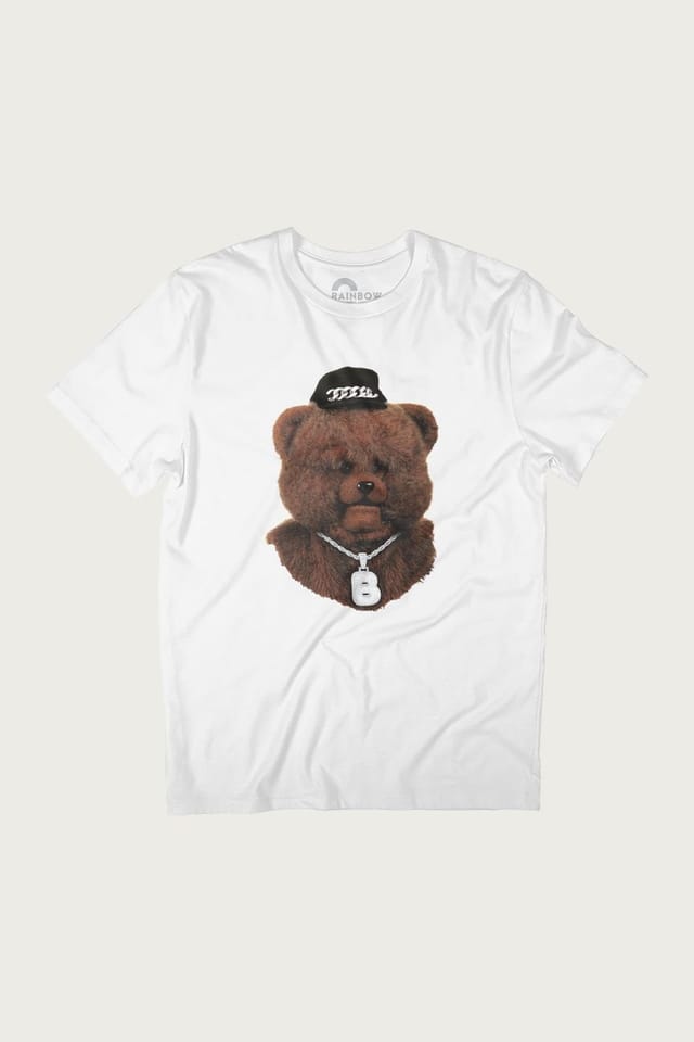 Rainbow Rainbow Men's 1972 Bungle The Bear Wearing Bling T-Shirt in White - 2