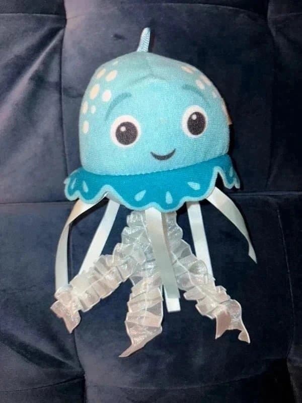 Aqua Pals NEW octopus plushie shimmer organza ribbon cuddly hanging stuffed soft toy blue kids sea life baby