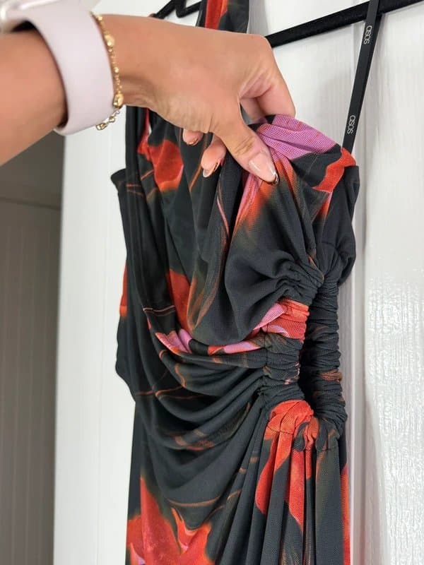 ASOS ASOS black floral print cut out ruched midi dress