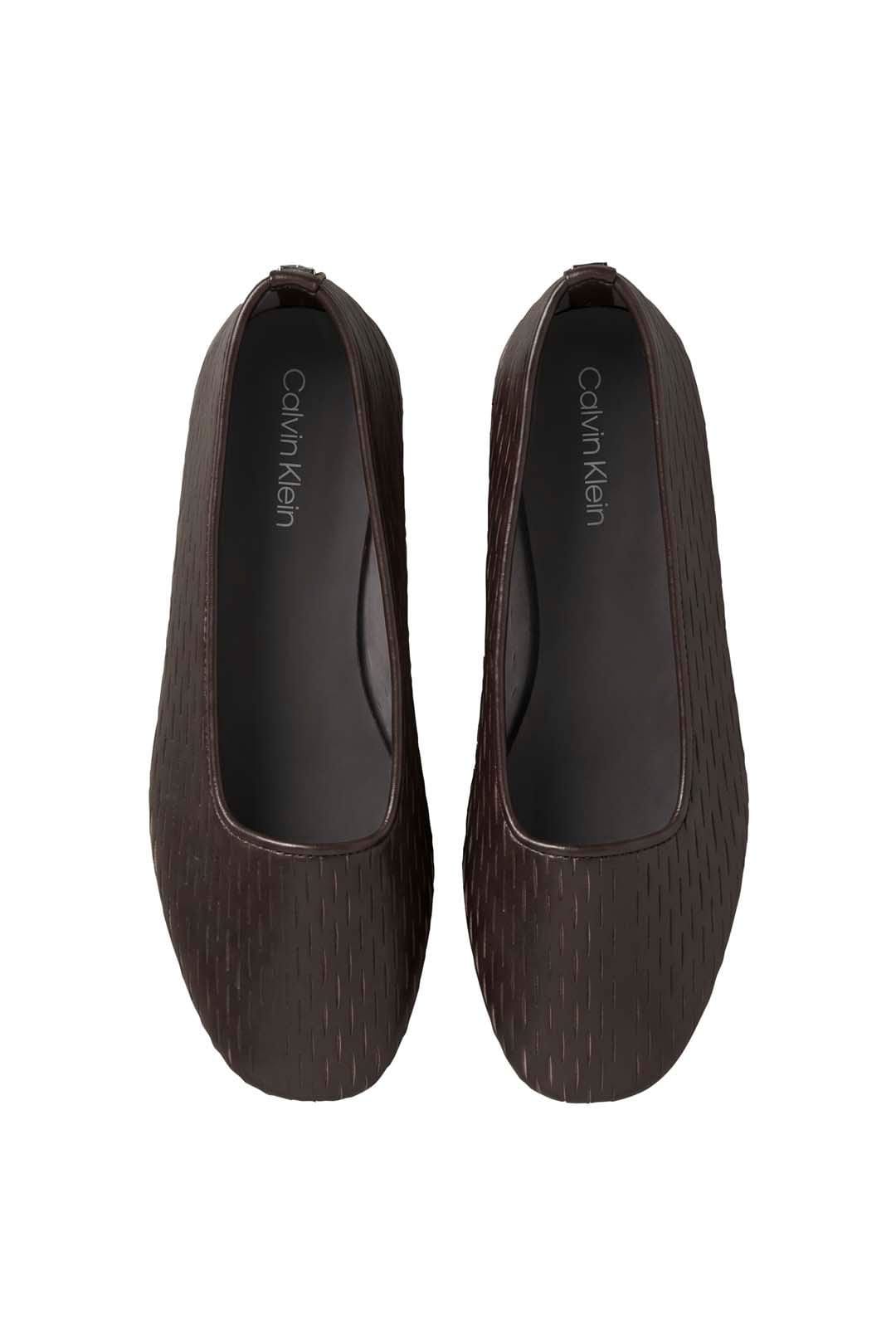 Calvin Klein Calvin Klein Women's Oblique Ballerina Cut Out Leather Bordeaux in Wine - 4