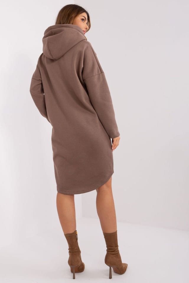 Love Lace Love Lace Women's Extended Zip Hooded Cotton Sweatshirt in Brown - 3