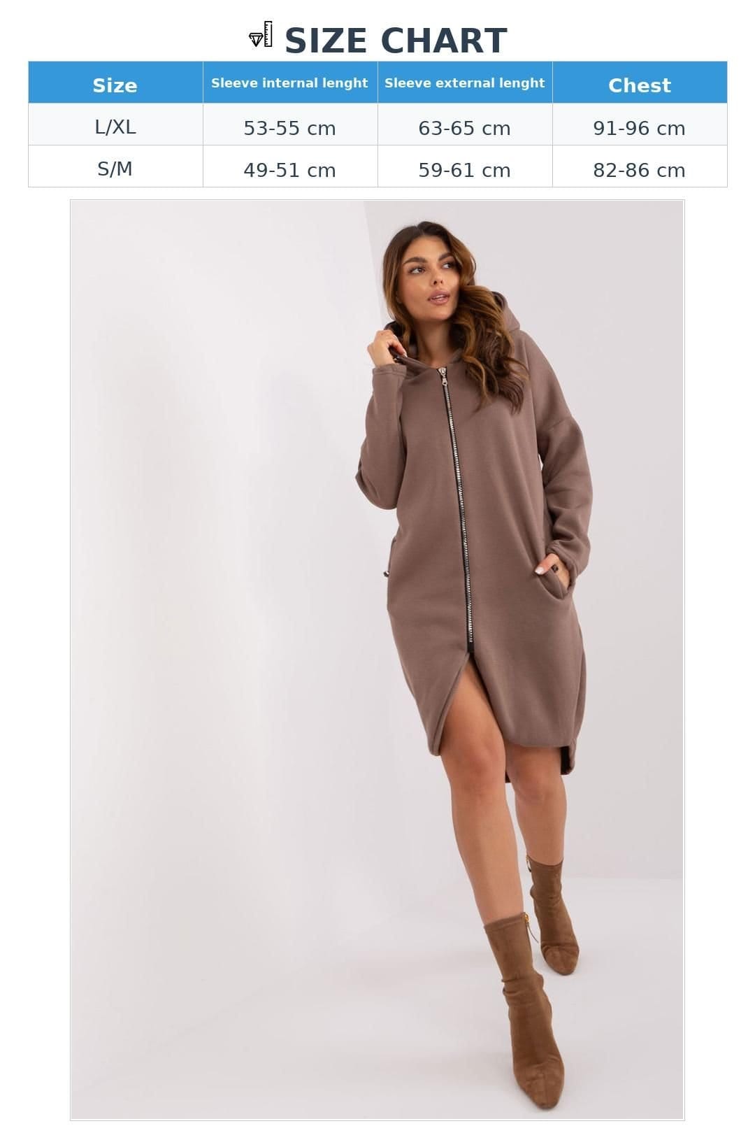 Love Lace Love Lace Women's Extended Zip Hooded Cotton Sweatshirt in Brown - 4