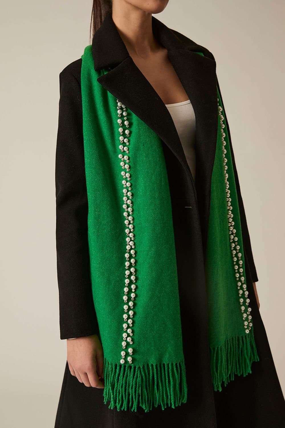 James Lakeland James Lakeland Green Pearl Detail Scarf for Women