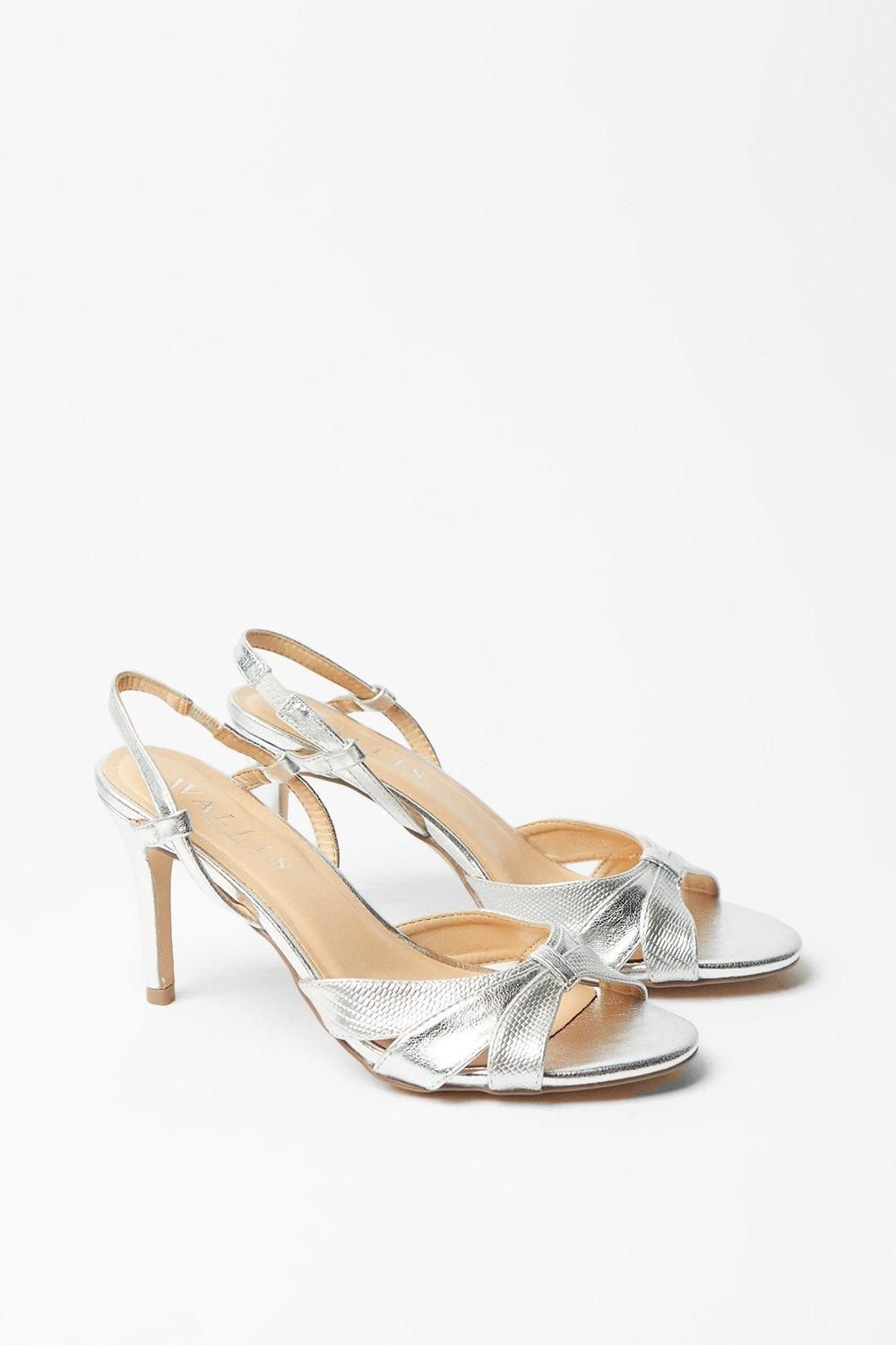 Wallis Wallis Women's Celeste Cut Out Detail Slingback Heeled Sandals in Silver - 3