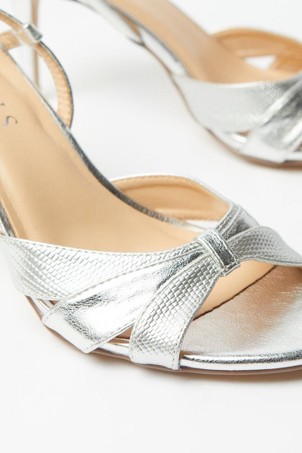Wallis Wallis Women's Celeste Cut Out Detail Slingback Heeled Sandals in Silver - 4