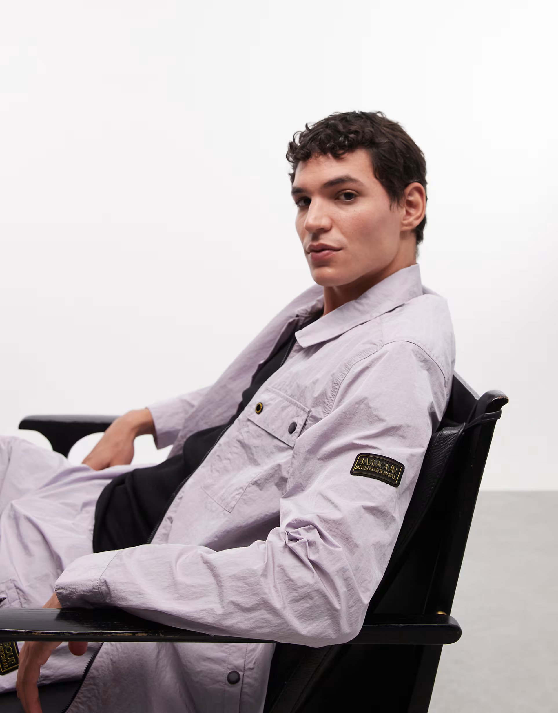 ASOS Barbour International Inline co-ord zip through logo overshirt in lilac - 1