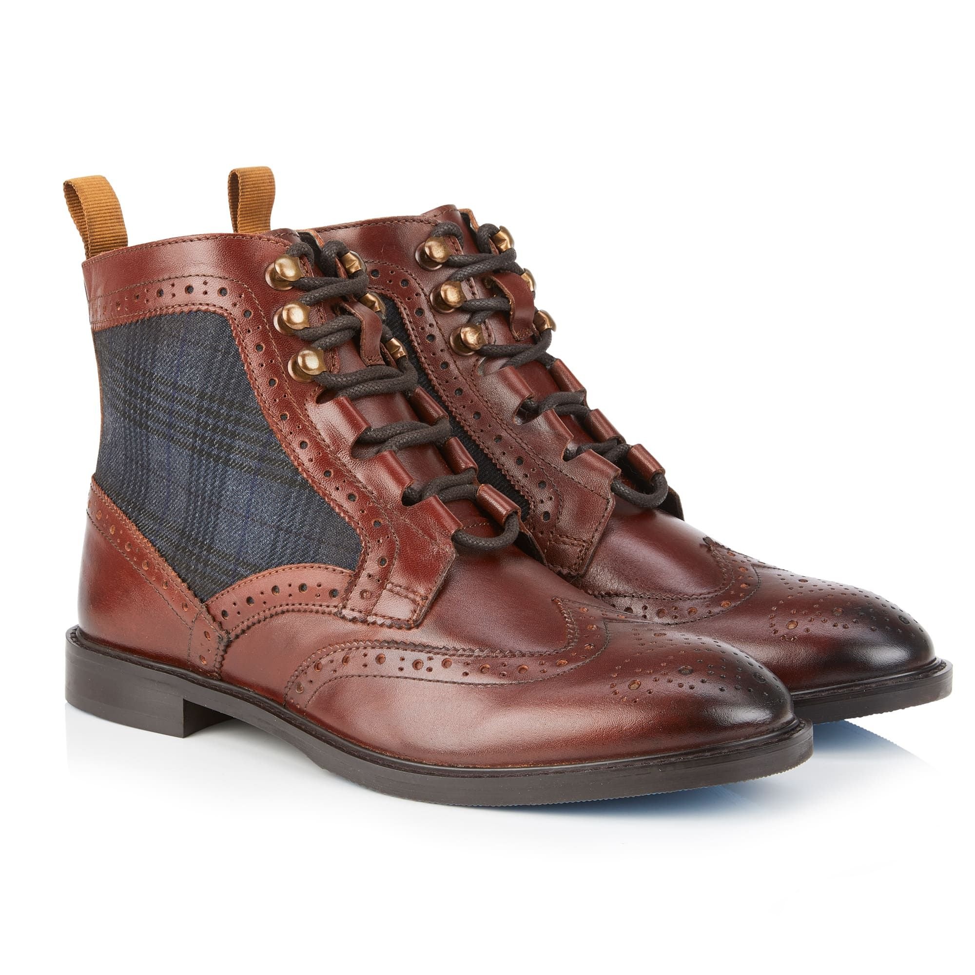 Amen Shoes Amen Shoes Men's Kildare Leather Designer Lace up Boots in Dark Brown - 2