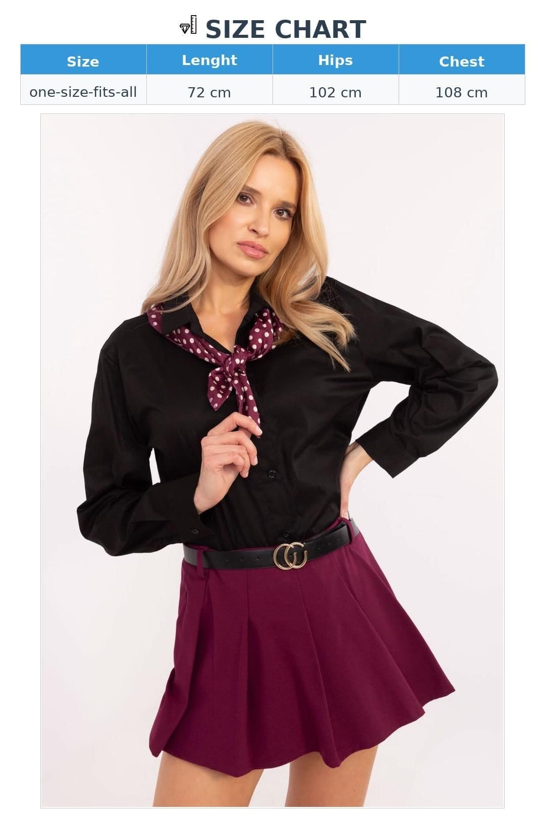 Love Lace Love Lace Women's Elegant Long Sleeve Cotton Shirt with Scarf Style 204362 in Black - 4