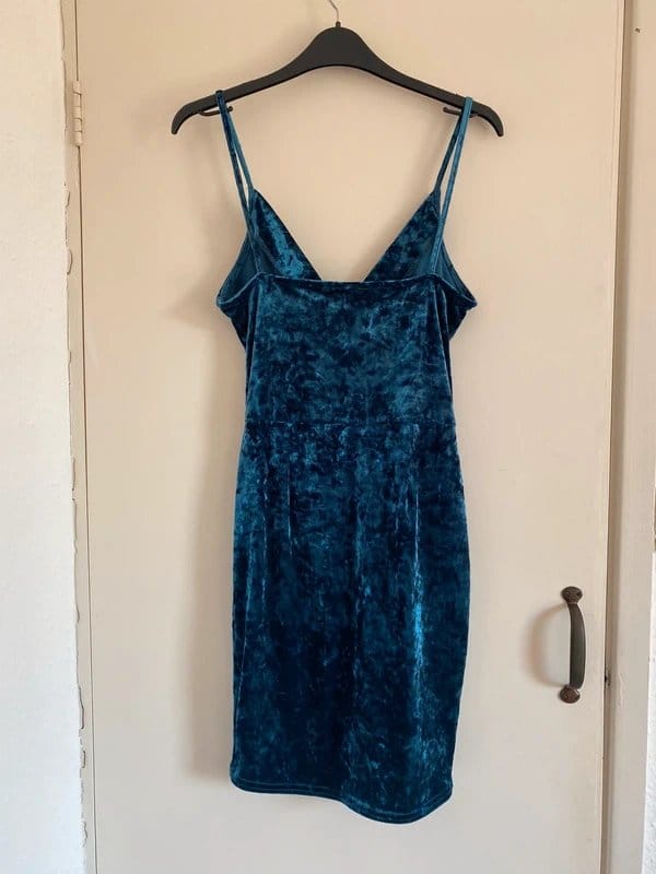 New Look New Look Crushed Velvet Wrap Dress in Blue - 1