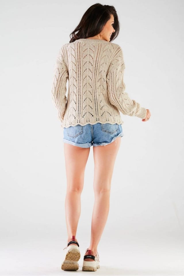 Love Lace Love Lace Women's Timeless Long Sleeve Ribbed Sweater in Beige - 3