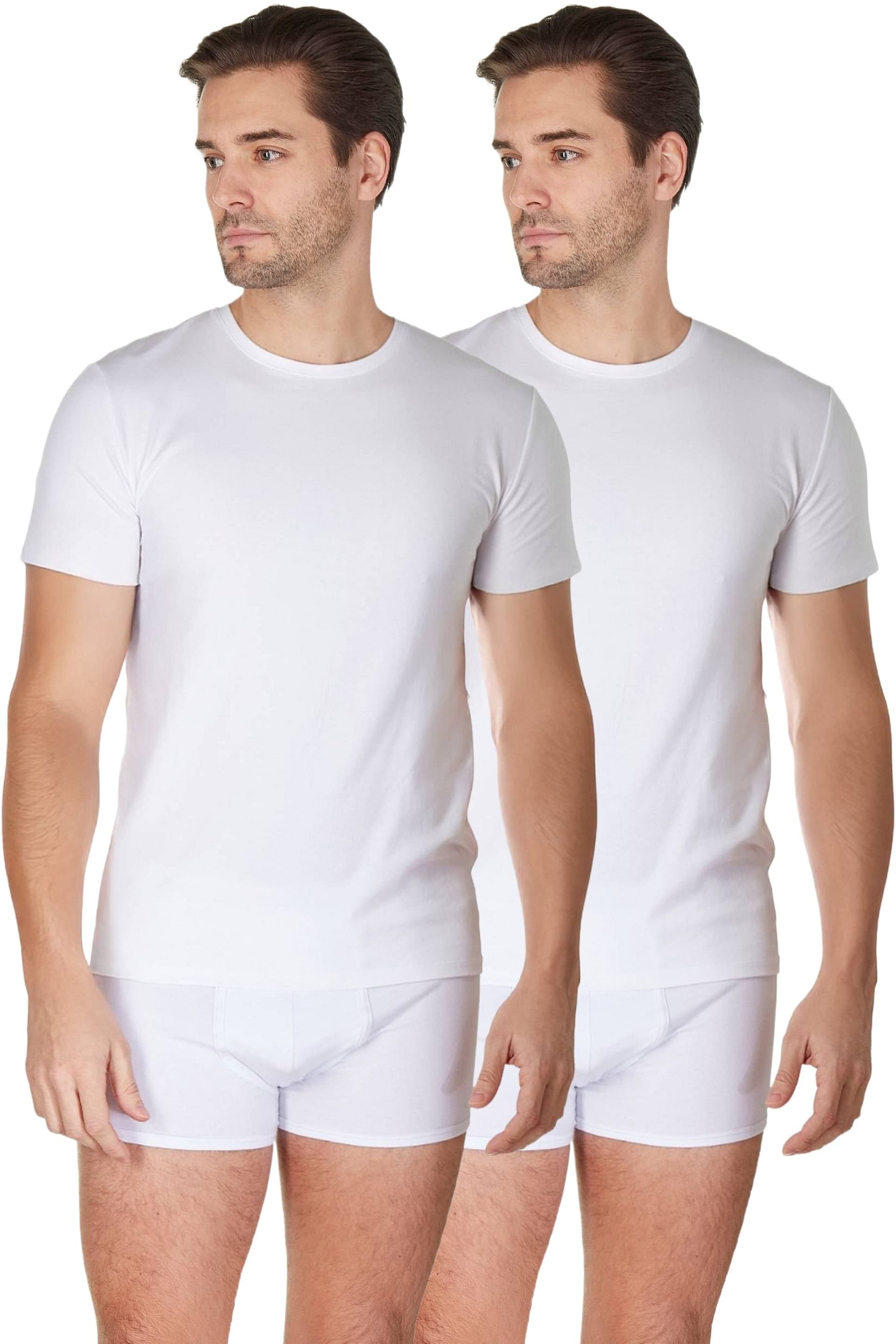 Haigman Haigman Men's Men's 2 Pack Cotton Stretch Short Sleeve T-Shirts in White