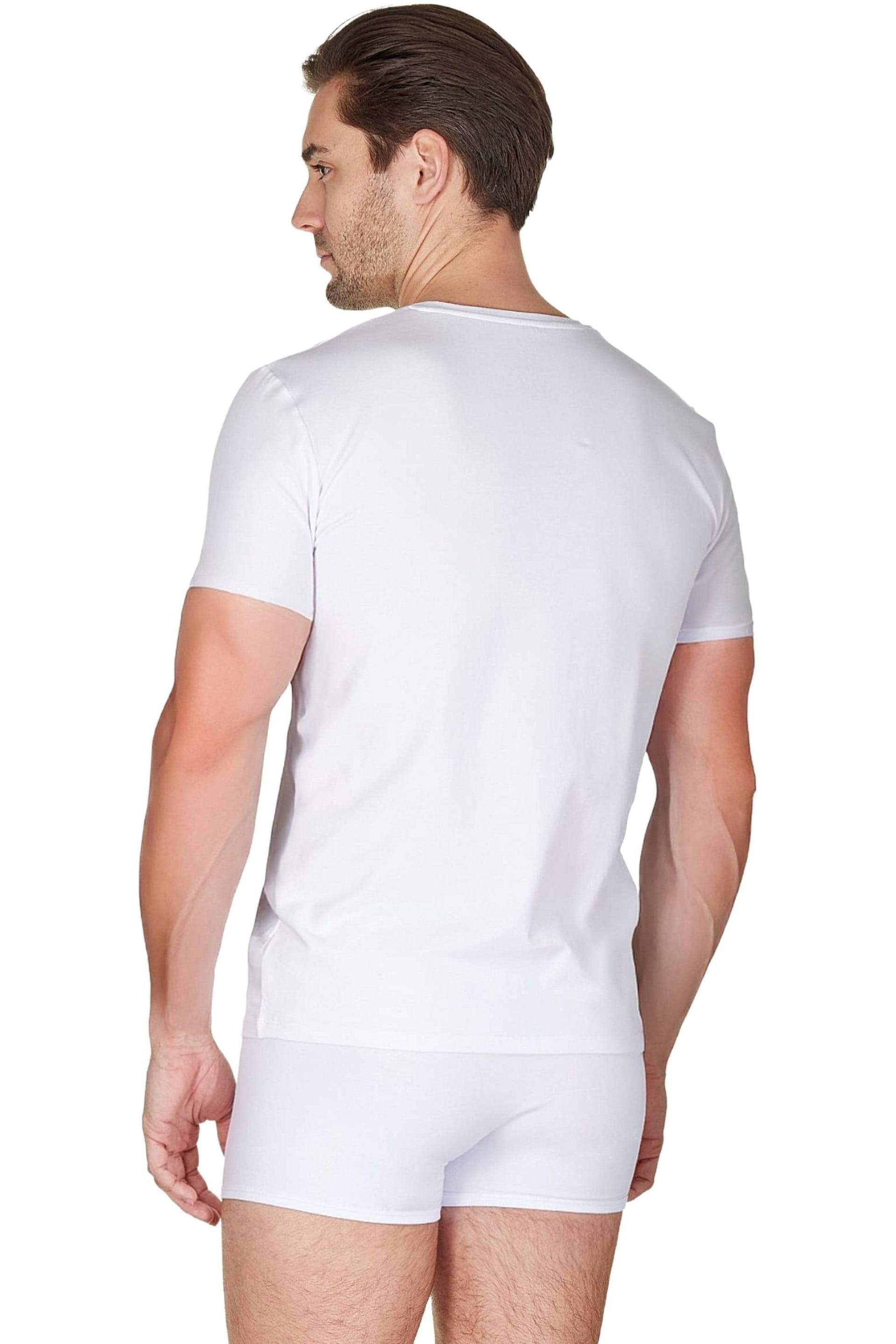 Haigman Haigman Men's Men's 2 Pack Cotton Stretch Short Sleeve T-Shirts in White - 4
