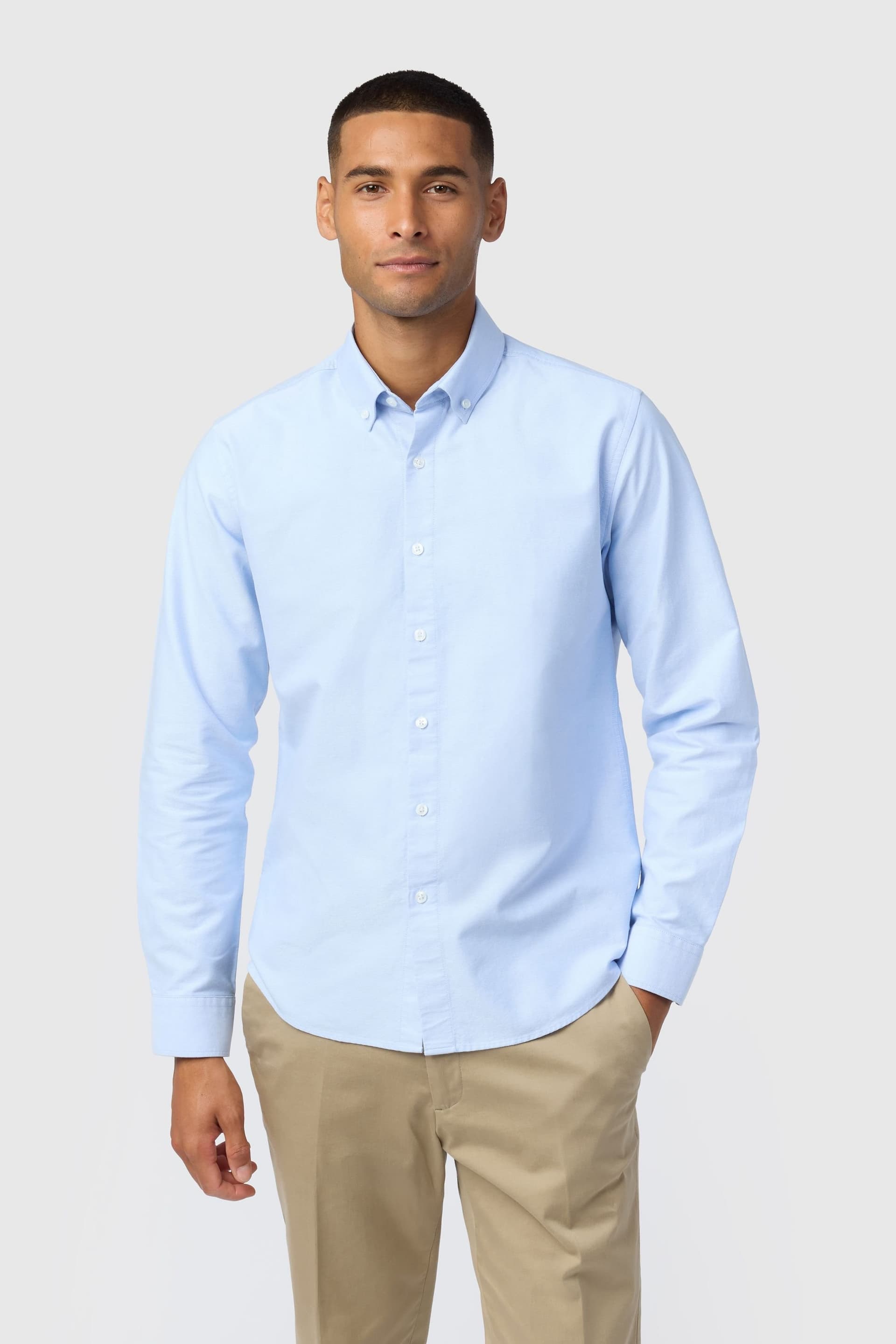 Melka Melka Men's Blue Oxford Long Sleeve Shirt