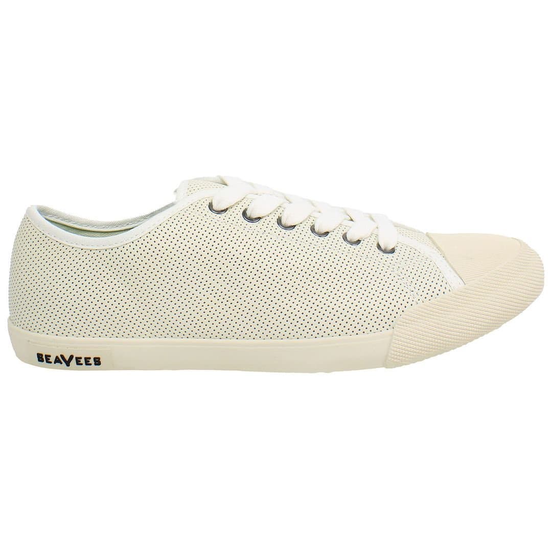 Seavees Seavees Women's Army Issue Low Lace-Up White Smooth Leather Plimsolls
