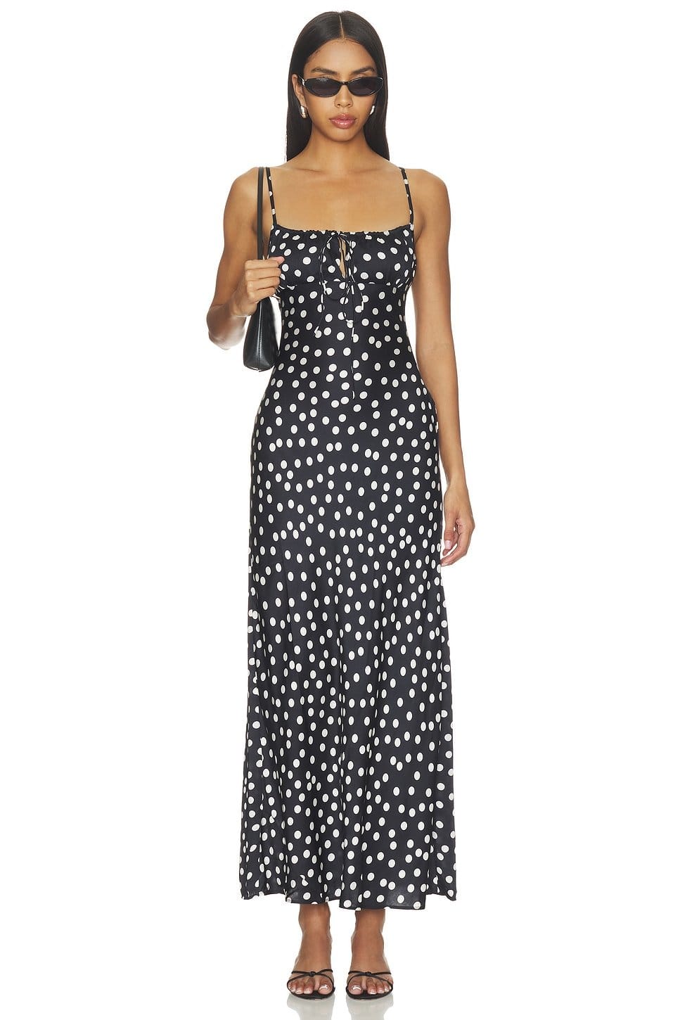 Revolve Black Polka Slip Dress