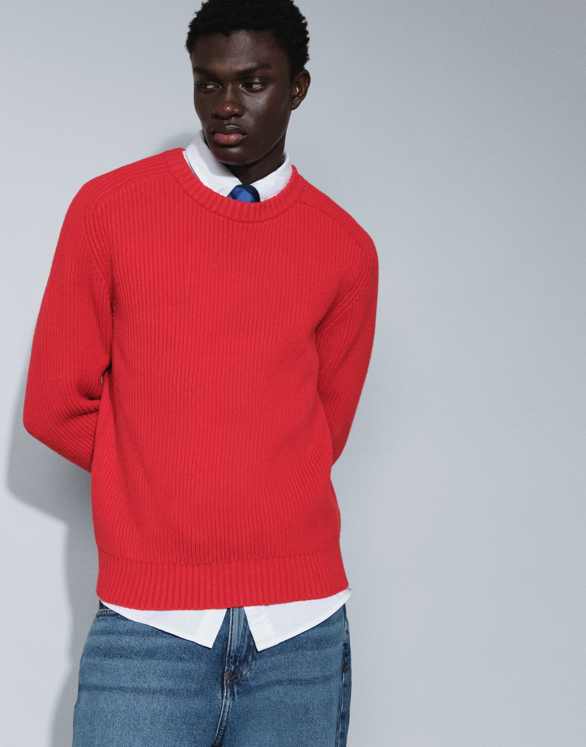 ASOS Topman classic fit fisherman knit jumper in red