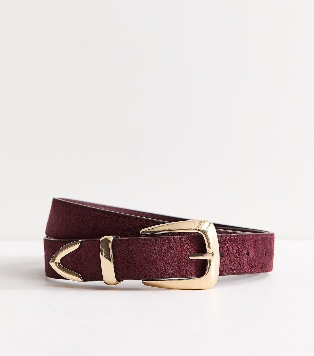 New Look New Look Dark Burgundy Faux Suede Belt