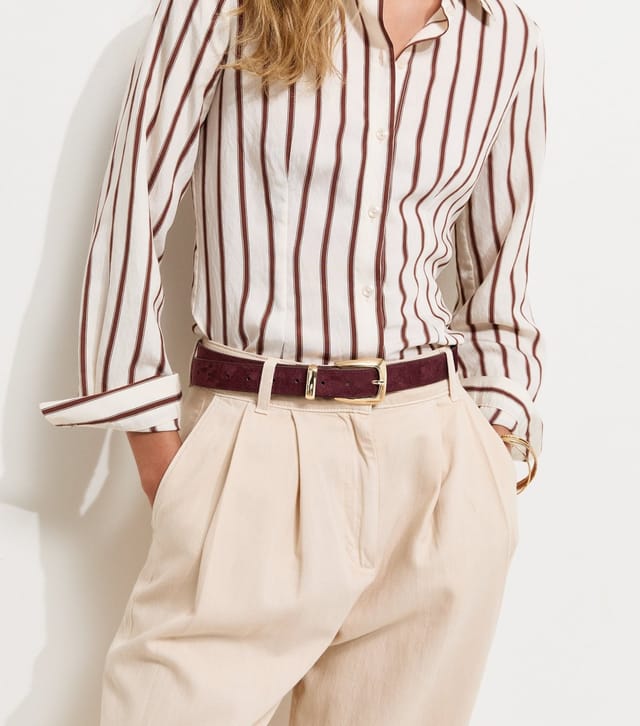 New Look Dark Burgundy Faux Suede Pointed Tip Belt New Look - 2