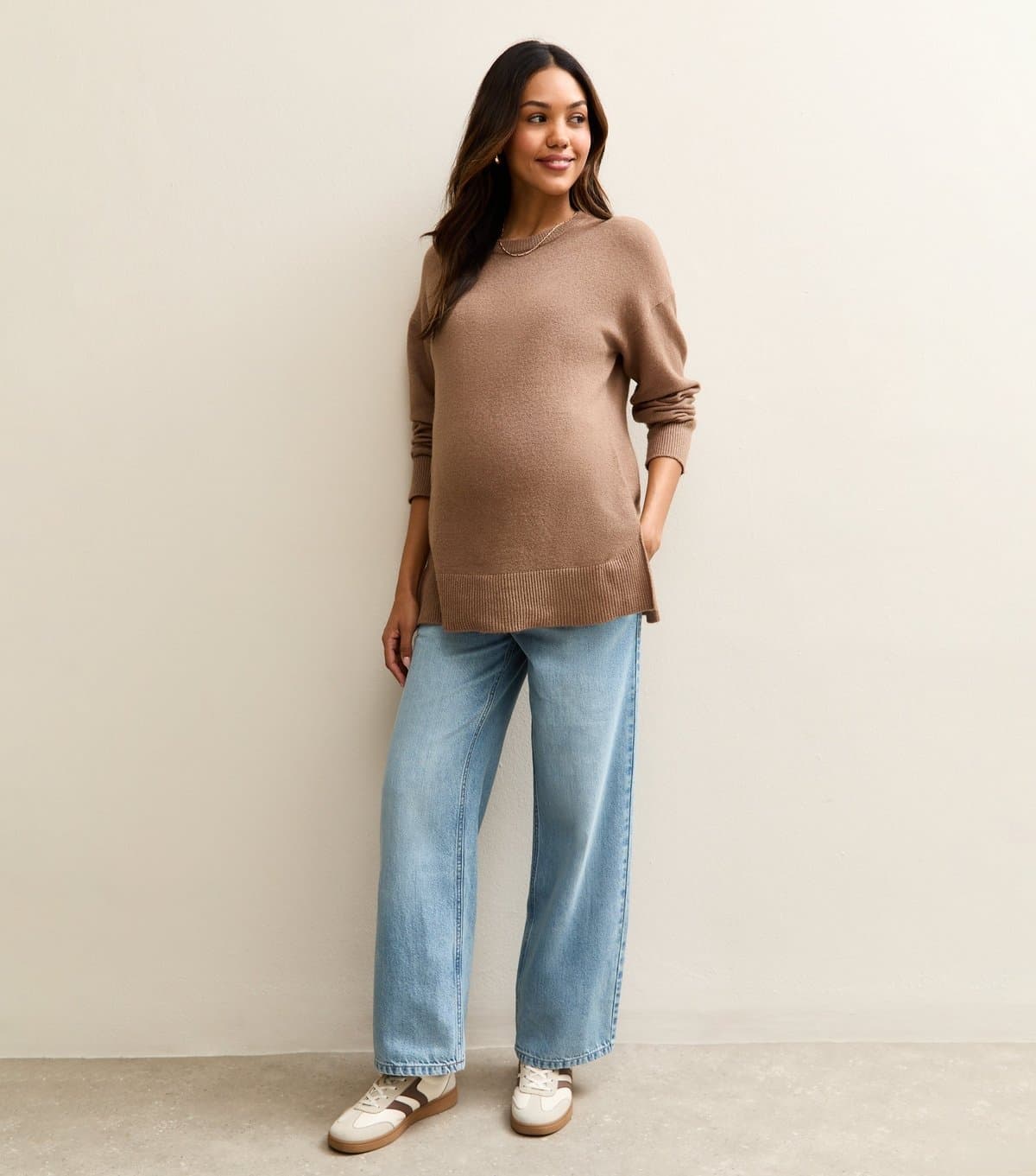 New Look Women's Maternity Light Blue Wide Leg Drawstring Waist Jeans New Look