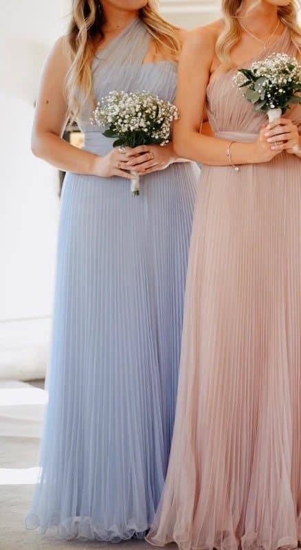 ASOS Blue chiffon one shoulder bridesmaid dress