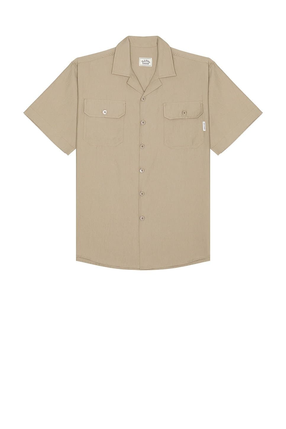 revolve Revolve Khaki Beige Open Collar Shirt