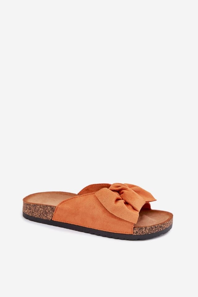Love Lace Love Lace Women's Suede Bow Sandals with Contoured Cork Sole Daily Comfort in Orange - 2