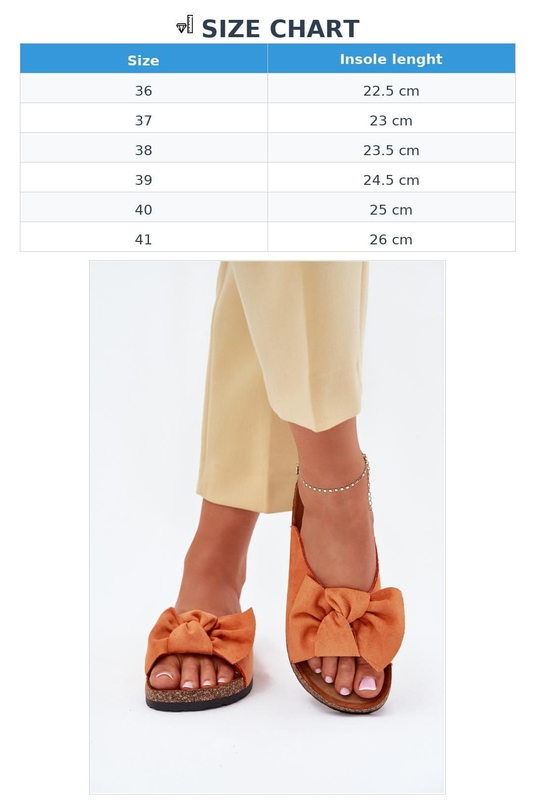 Love Lace Love Lace Women's Suede Bow Sandals with Contoured Cork Sole Daily Comfort in Orange - 4