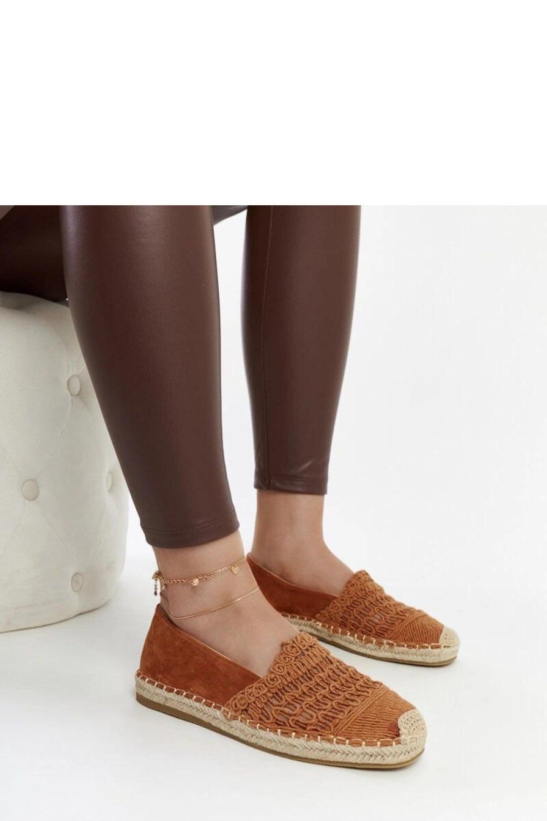 Love Lace Love Lace Women's Openwork Espadrille Slip On Shoes with Rubber Sole Summer in Brown - 4