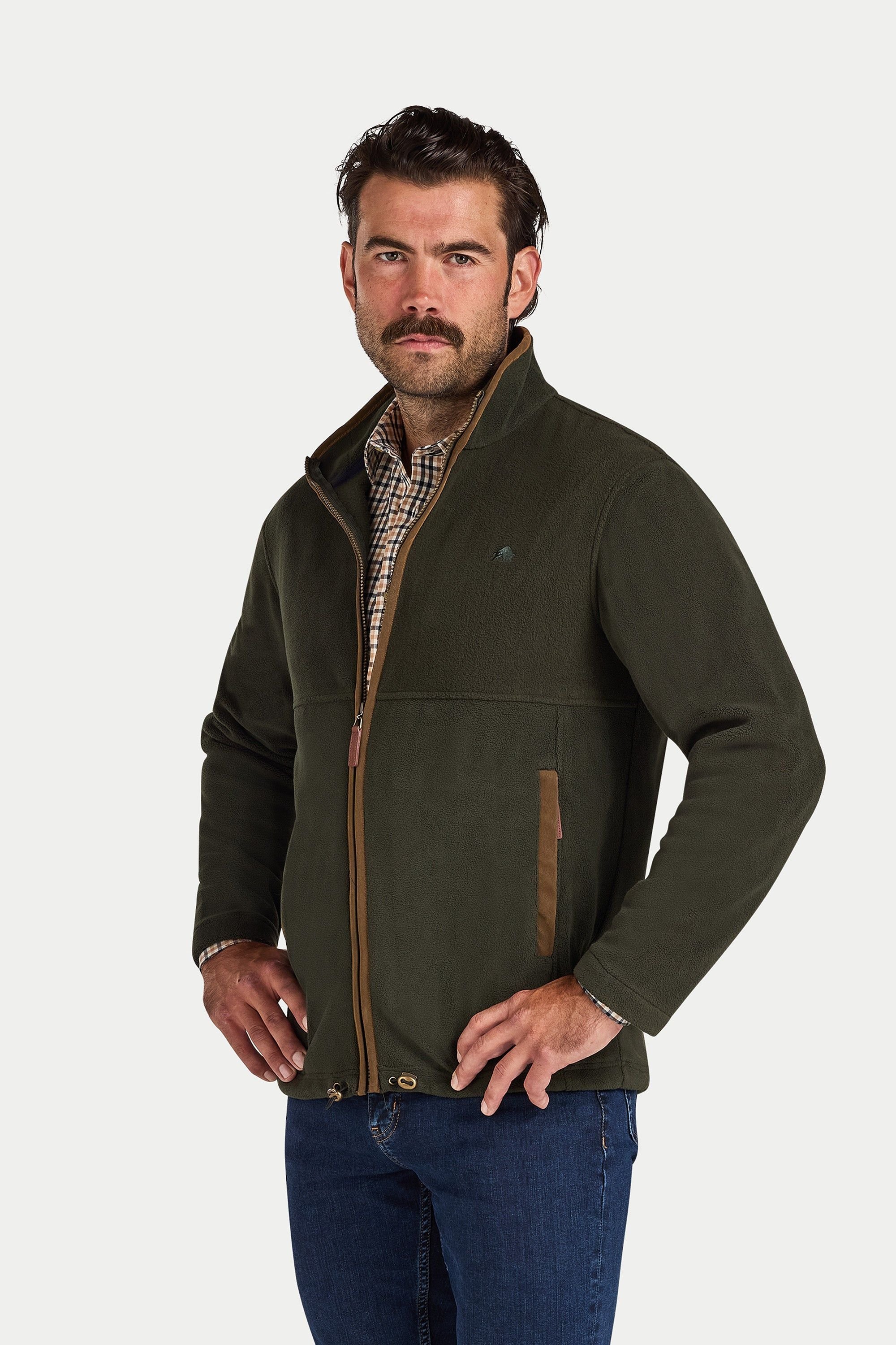 raging bull Raging Bull Men's Fleece Zip Through Jacket in Dark Green - 4