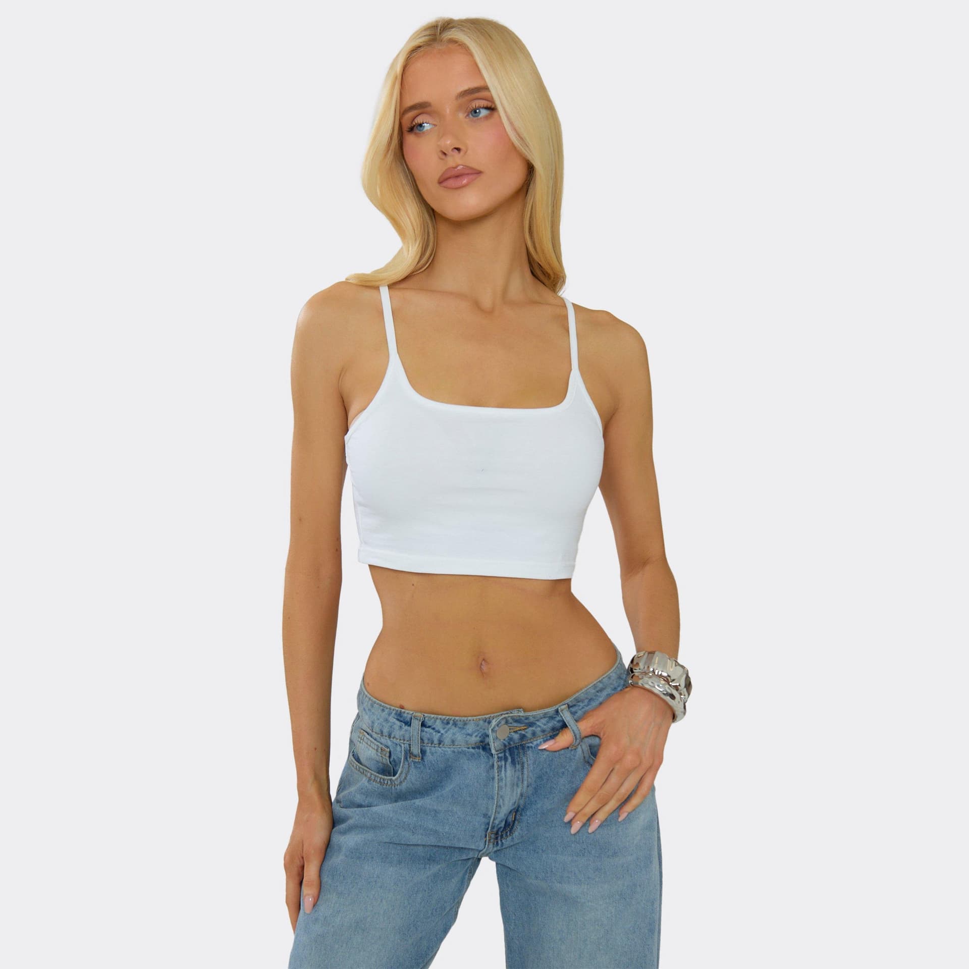 EGO EGO White Strappy Cropped Vest Top