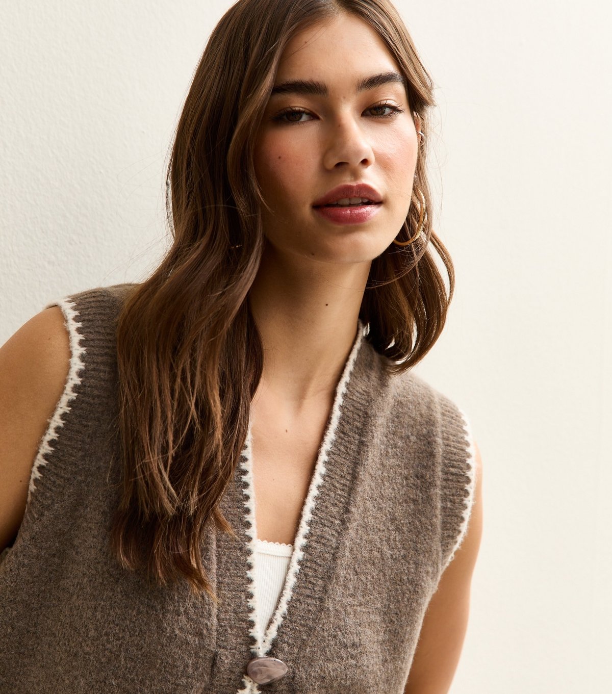 New Look Women's Mink Blanket Stitch Knit Waistcoat New Look - 2