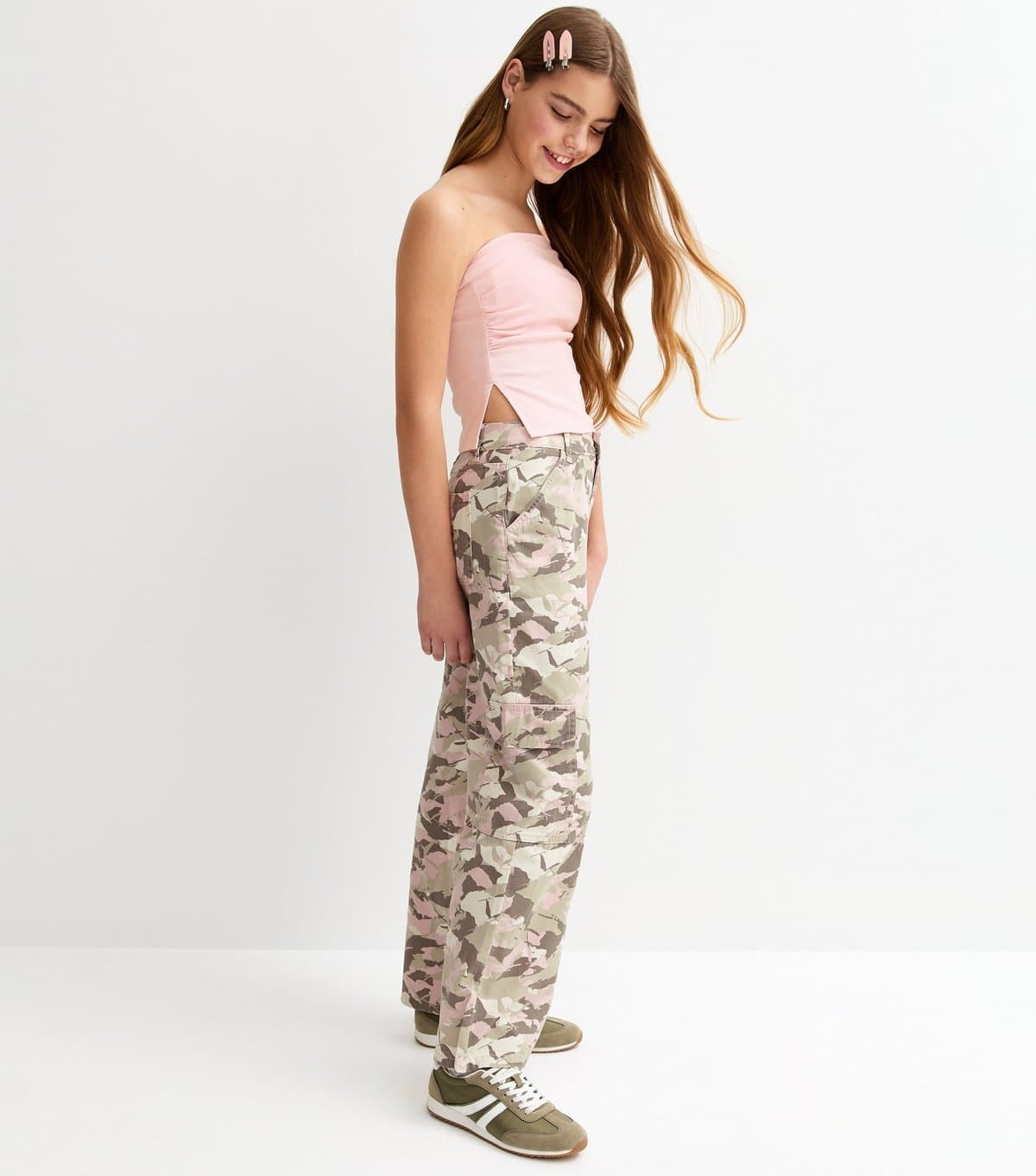 New Look New Look Pink Camo Print Cotton Cargo Trousers