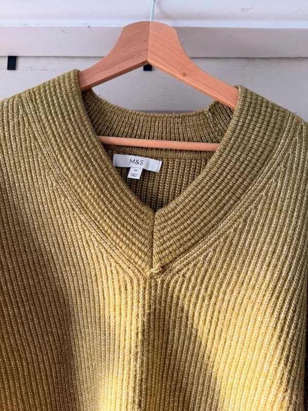 Marks & Spencer Marks & Spencer NEW M&S V neck olive ribbed jumper knit size XS 6-8